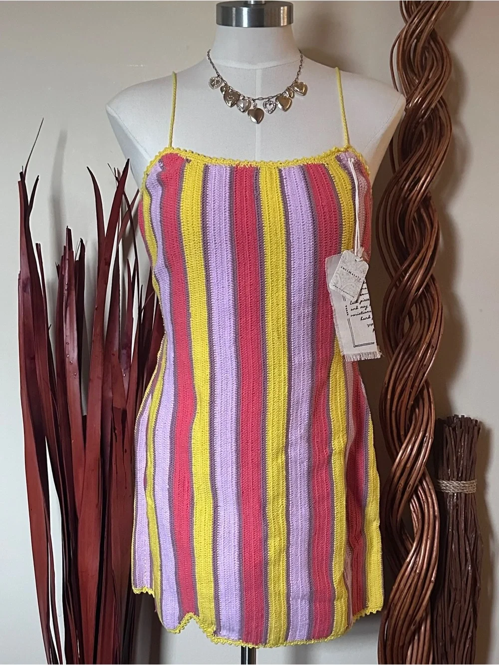 FREE PEOPLE Bali Crochet Popsicle Mini Dress (M) NWT